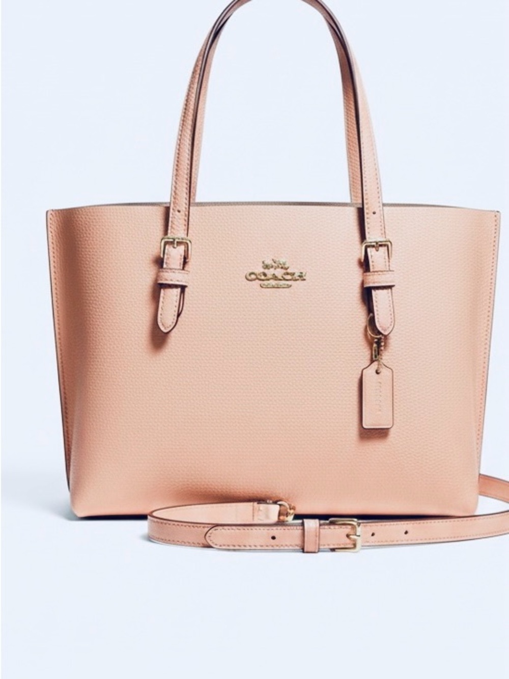 Coach Pink Pebbled Leather Tote with Strap